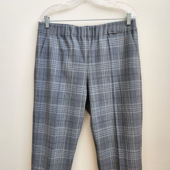 Sharis Place Pants Womens Size Italy 48 Gray Black White Plaid Cuffed Pockets - Picture 2 of 16